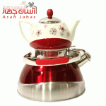 ست کتری قوری کف چدن سوت زن Flora رنگی قرمز
